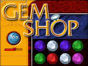 Spiel Gem Shop online: Verschiebe farbige Edelsteine, um mindestens drei gleiche zusammenzusetzen. Verkaufe den fertigen Schmuck an zufriedene Kunden, aber Vorsicht � wenn du sie zu lange warten l�sst, fangen sie an, zu meckern!